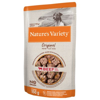 NATURE´S VARIETY - NO GRAIN - PATE BEEF, MINI ADULT. POUCH 150GR