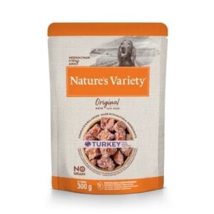 NATURE´S VARIETY – NO GRAIN – PATE TURKEY, MEDIUM-MAXI ADULT. POUCH 300GR