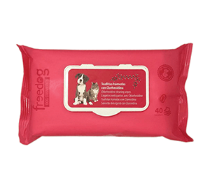 TOALLITAS REFRESH CLOREXIDINA – FREEDOG, 40uds