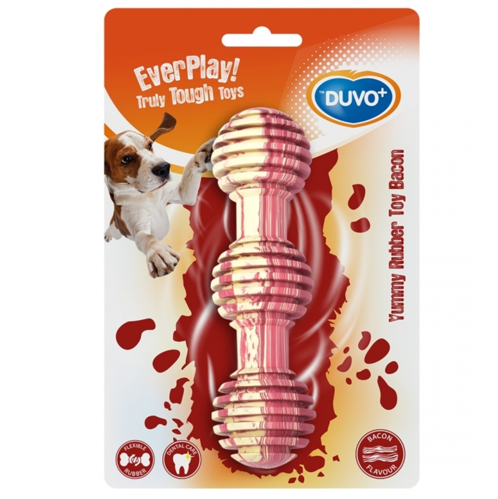 JUGUETE DE GOMA FLEXIBLE SABOR BACON (BLANDO) - DUVO+